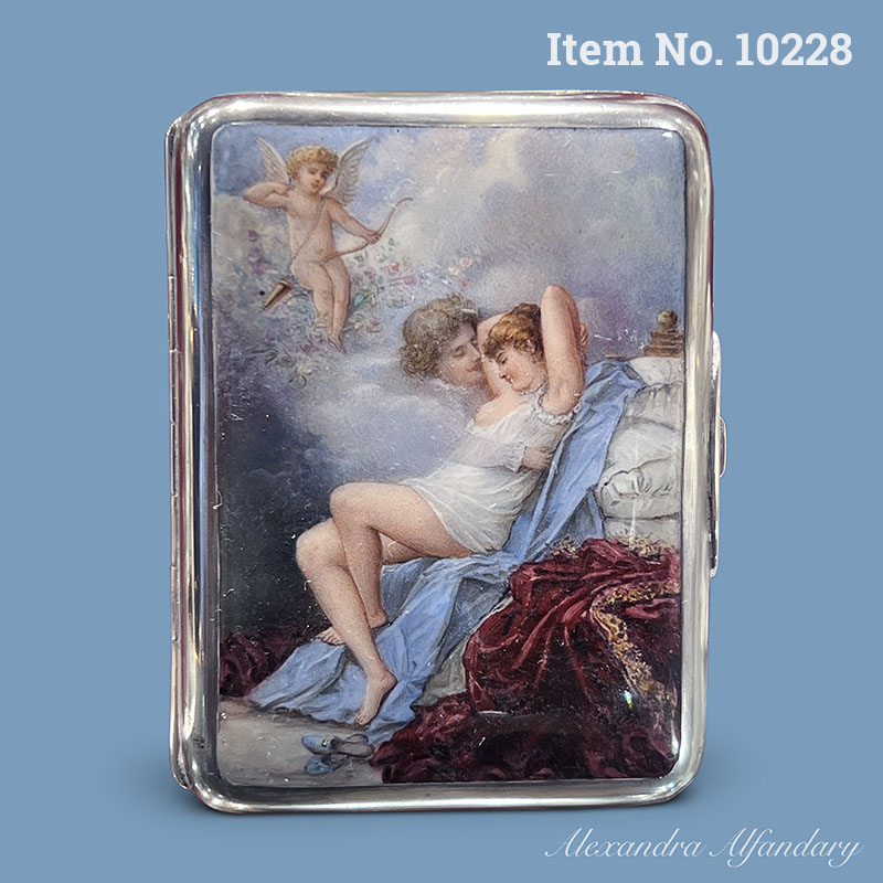 Item No. 10228: A Beautiful French Silver And Enamel Cigarette Case, ca. 1900