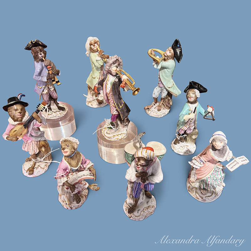 Collectable Meissen Porcelain Monkeys From The Meissen Monkey Band, ca. 1880-1900