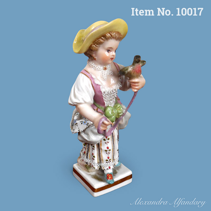 Item No. 10017: A Small Meissen Figure Of A Young Girl With Pet Dove, ca. 1880