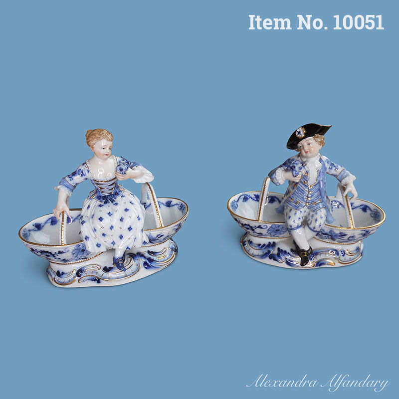 Item No. 10051: A Charming Pair of Blue and White Meissen Porcelain Salt and Pepper Figures, ca. 1880