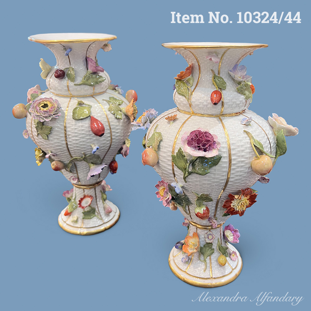 Item No. 10324/44: A Pair Of Flower Decorated Meissen Porcelain Vases, ca. 1880