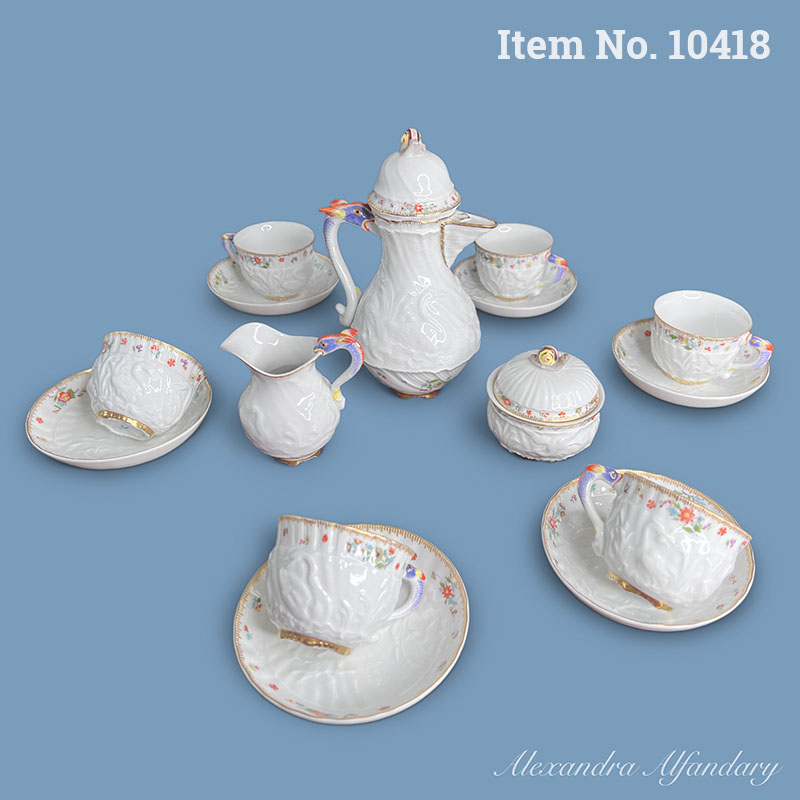Item No. 10418 From A Private Estate: A 20th Century Complete Meissen Coffee Service With Swan Decor, ca. 1950s