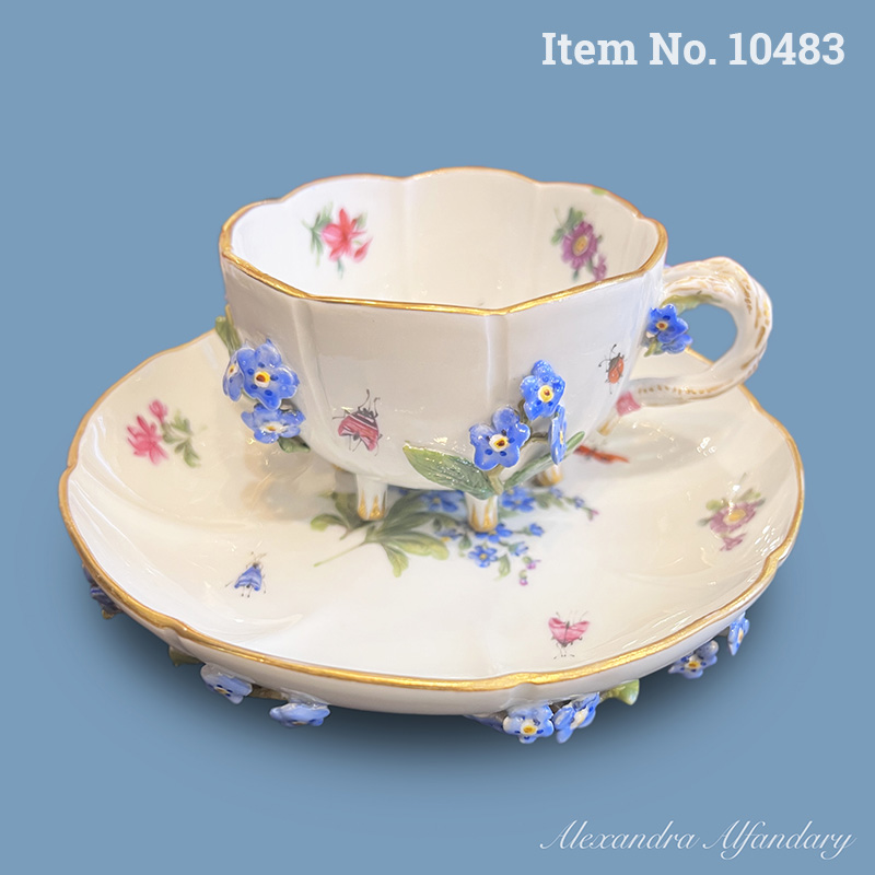 Item No. 10483: A Meissen Porcelain Cup And Saucer With Applied Forget-me-not Flowers, ca. 1880