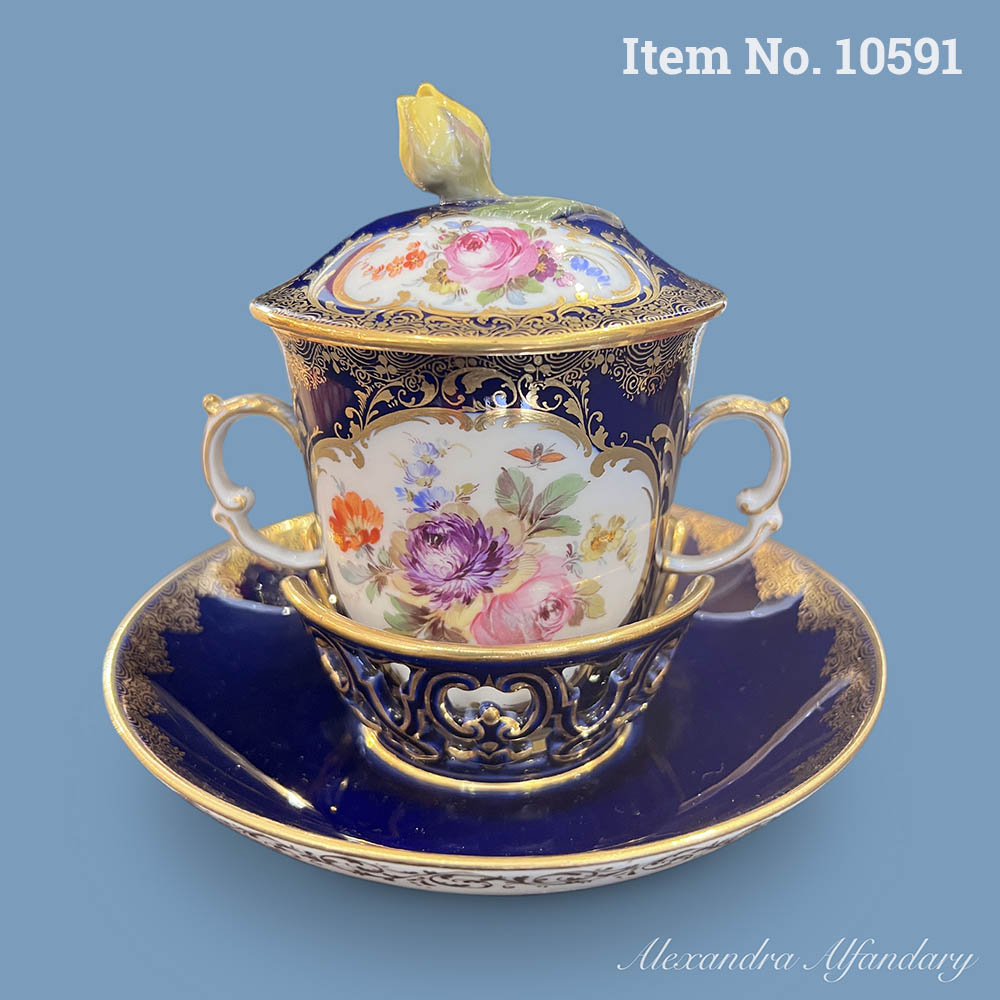 Item No. 10591: Meissen Porcelain Trembleuse Chocolate Cup And Saucer, ca. 1880-1900