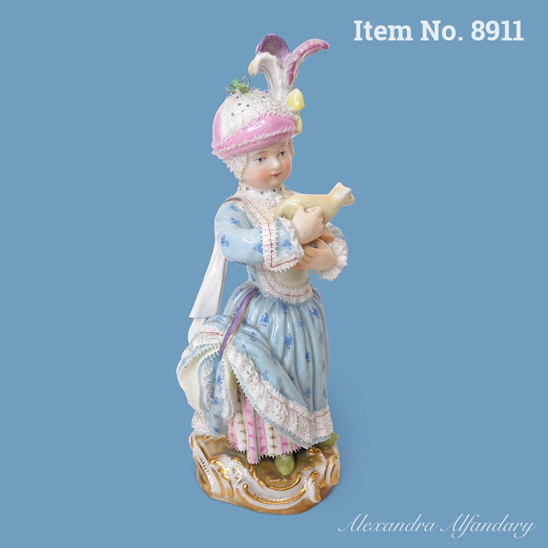 Item No. 8911: Meissen Porcelain Figure Of A Little Girl Holding Her Toy Lamb, ca. 1880