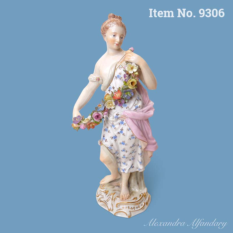 Item No. 9306: A Beautiful Meissen Porcelain Figure Of A Young Woman Representing The Season Of Spring, ca. 1880