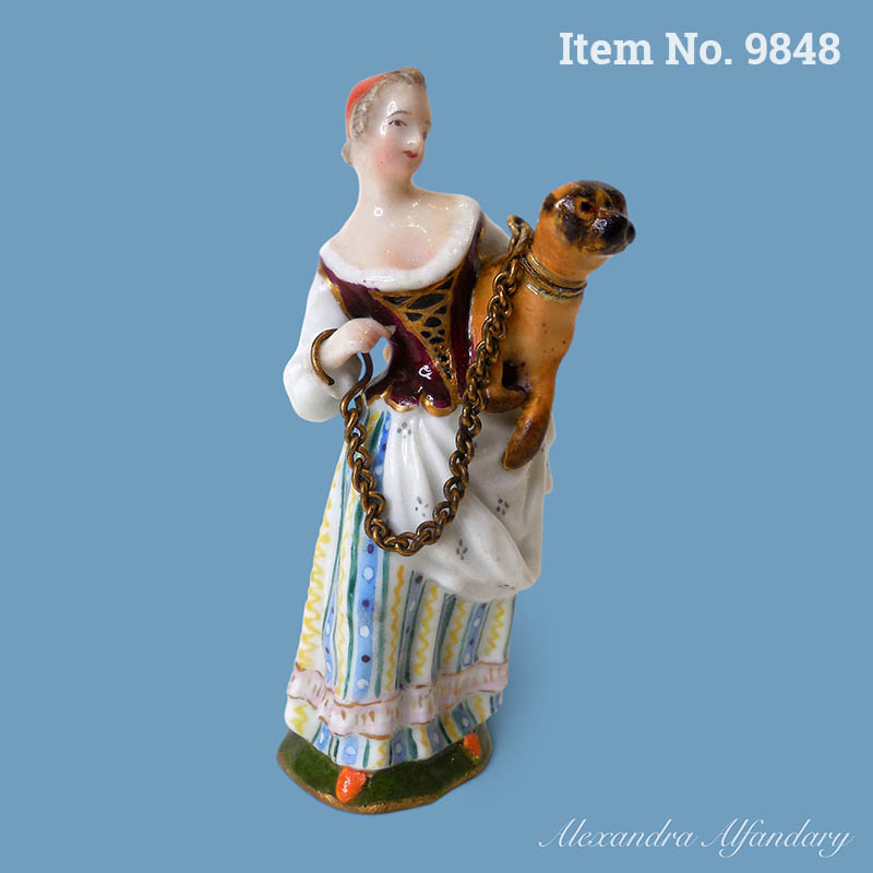 Item No. 9848: A Collectable Meissen Porcelain Scent Bottle with Pug, ca. 1860-70
