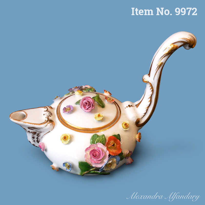 Item No. 9972: A Charming Small Meissen Teapot With Long Handle, ca. 1880