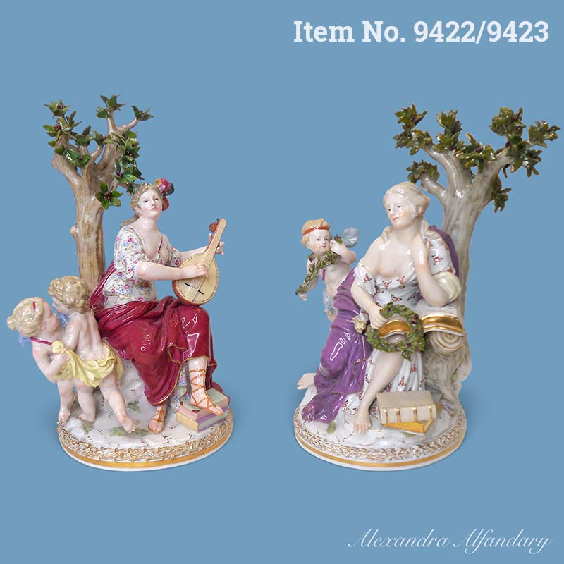 Items No. 9422/9423: Two Meissen Porcelain Groups Representing Music and Literature, ca. 1870