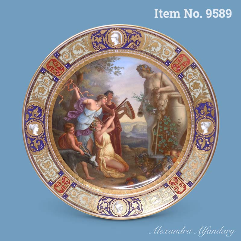 Item No. 9589: A Large Austrian Platter Decorated With Classic Scenes With Faux Vienna Beehive Mark, ca. 1890