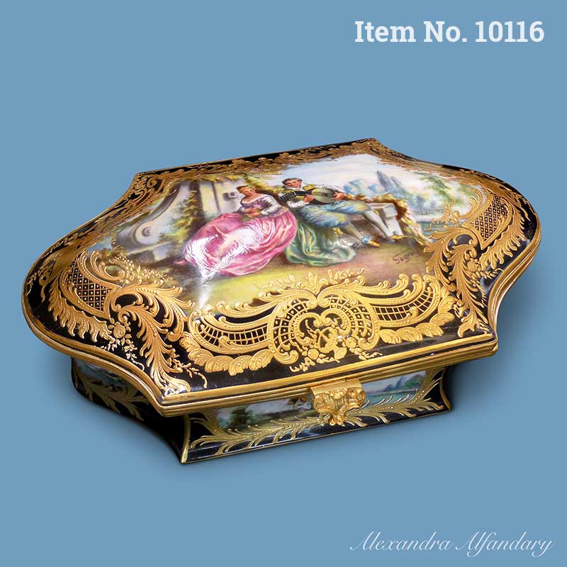 Item No. 10116: A Large Elaborately Decorated French Porcelain Box in the Sevres Style
