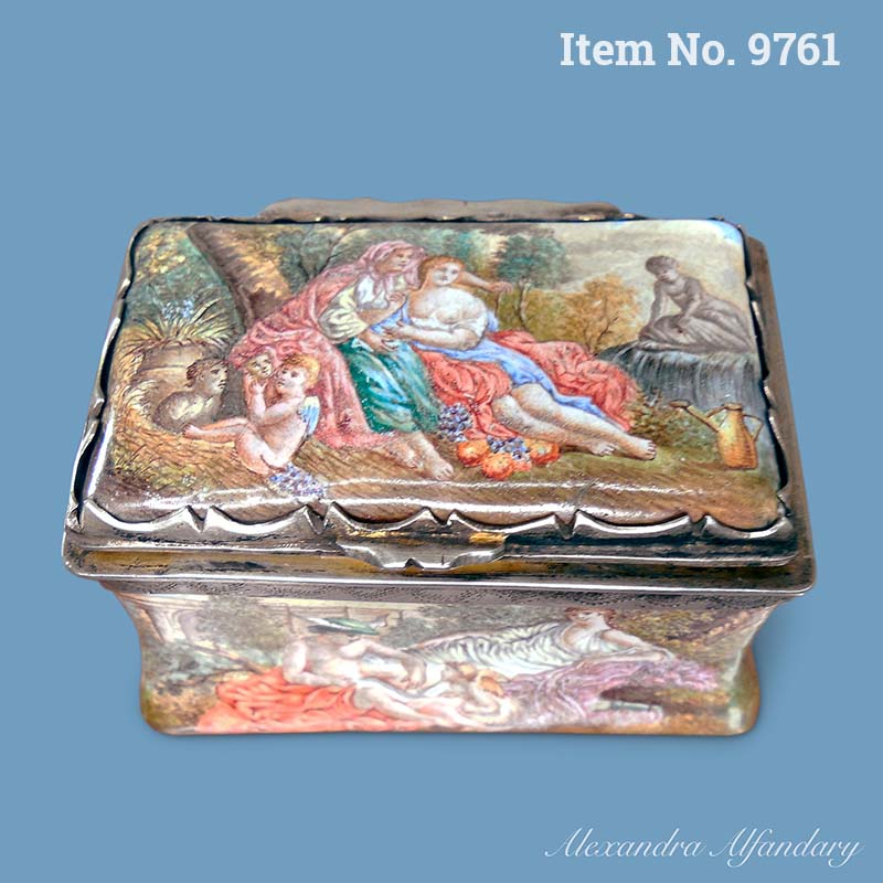 Item No. 9761: A Vienna Enamel Box Decorated All Over With Classical Scenes, ca. 1860-1870